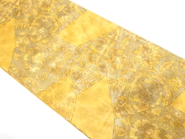 JAPANESE KIMONO / ANTIQUE FUKURO OBI / SILK / WOVEN FLORAL SARASA